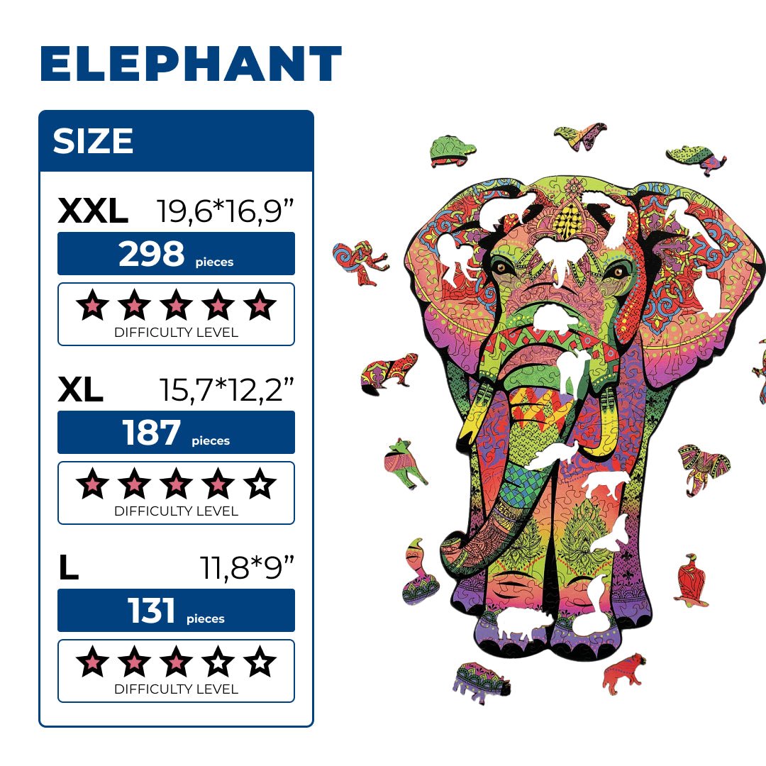 Wooden Jigsaw Puzzle Elephant - Woods Story
