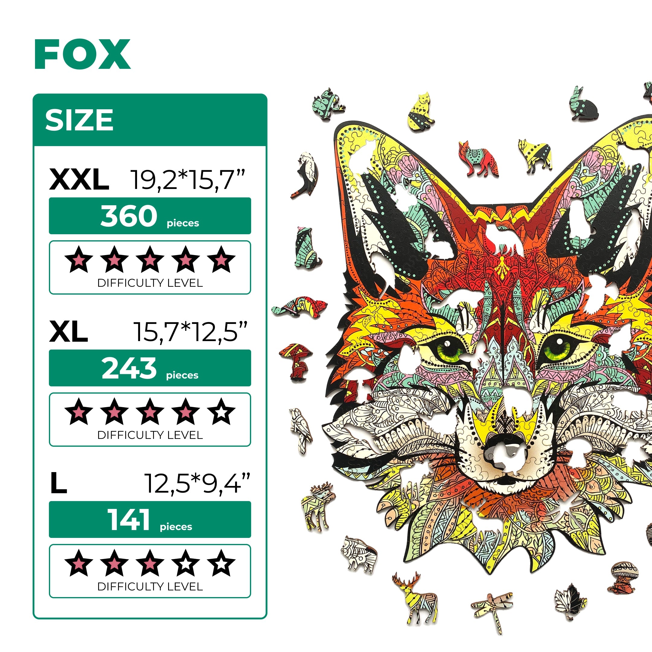 Wooden Jigsaw Puzzle Fox - Woods Story