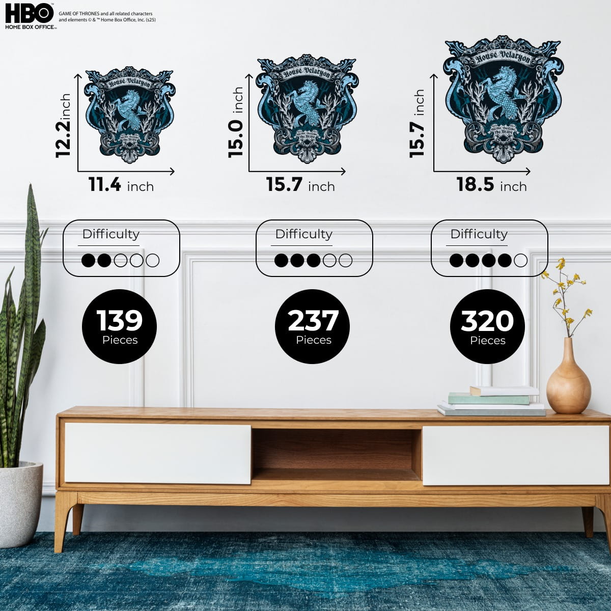 Wooden jigsaw puzzle Game of Thrones™ House Velaryon - Woods Story