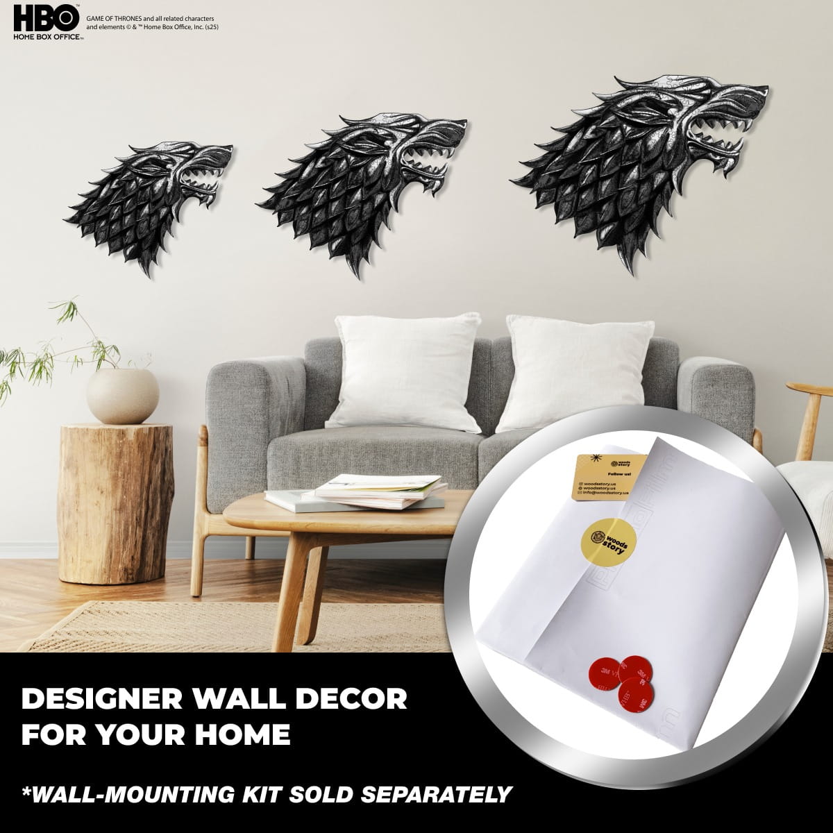 Wooden jigsaw puzzle Game of Thrones™ Metallic Sigils Stark - Woods Story