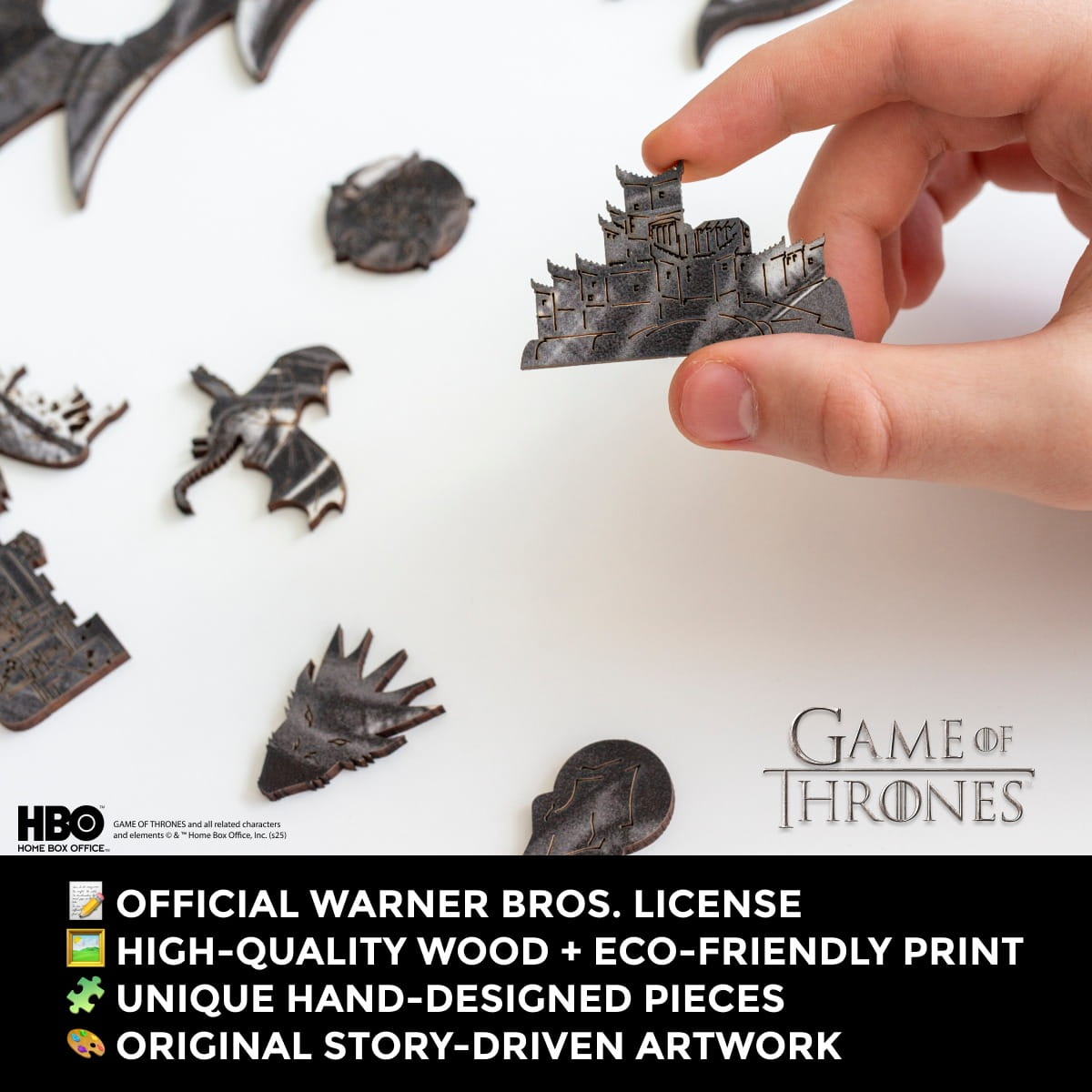 Wooden jigsaw puzzle Game of Thrones™ Metallic Sigils Stark - Woods Story