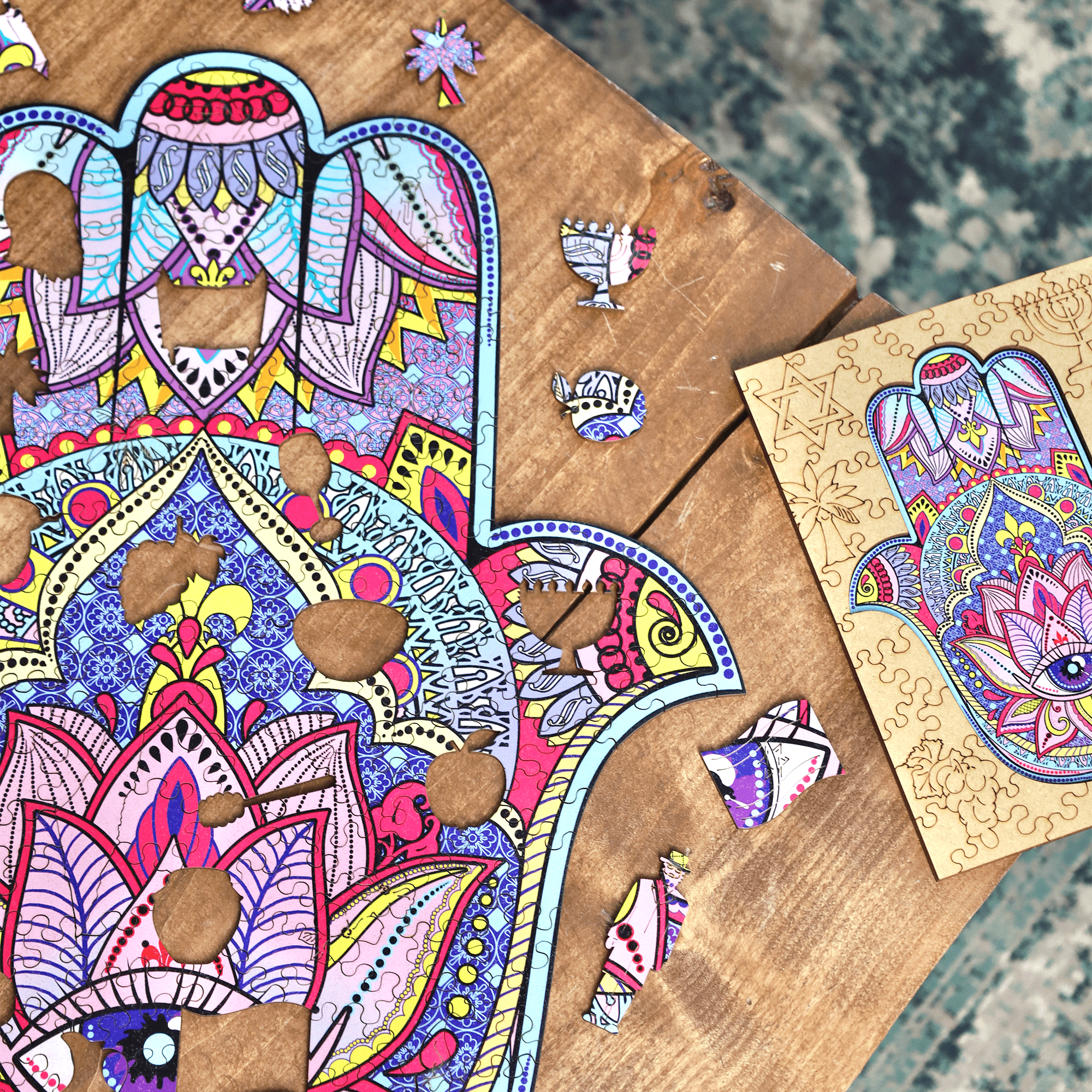 Wooden Jigsaw Puzzle Hamsa - Woods Story