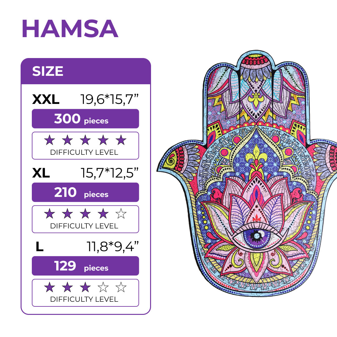 Wooden Jigsaw Puzzle Hamsa - Woods Story