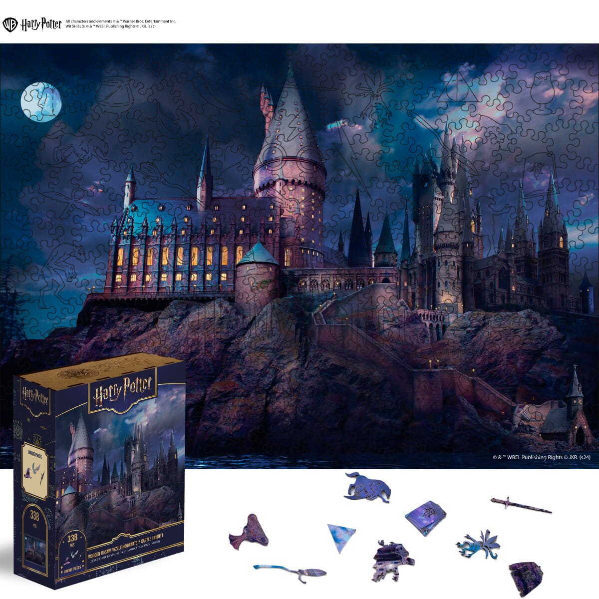 Wooden jigsaw puzzle Harry Potter Hogwarts Castle Night™ - Woods Story