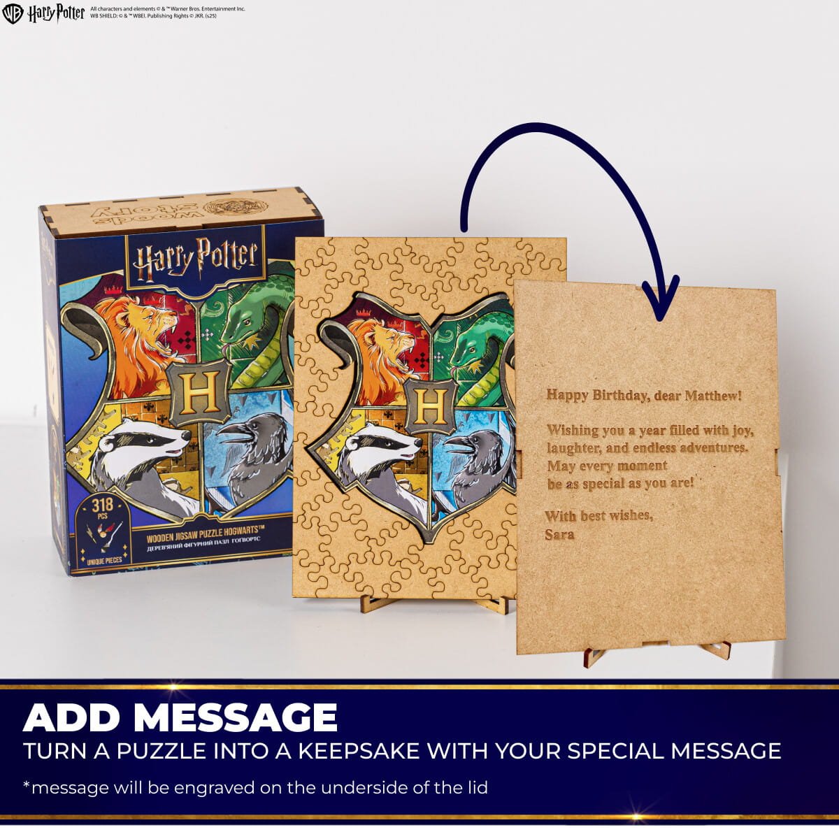 Wooden jigsaw puzzle Harry Potter Hogwarts™ Crest - Woods Story