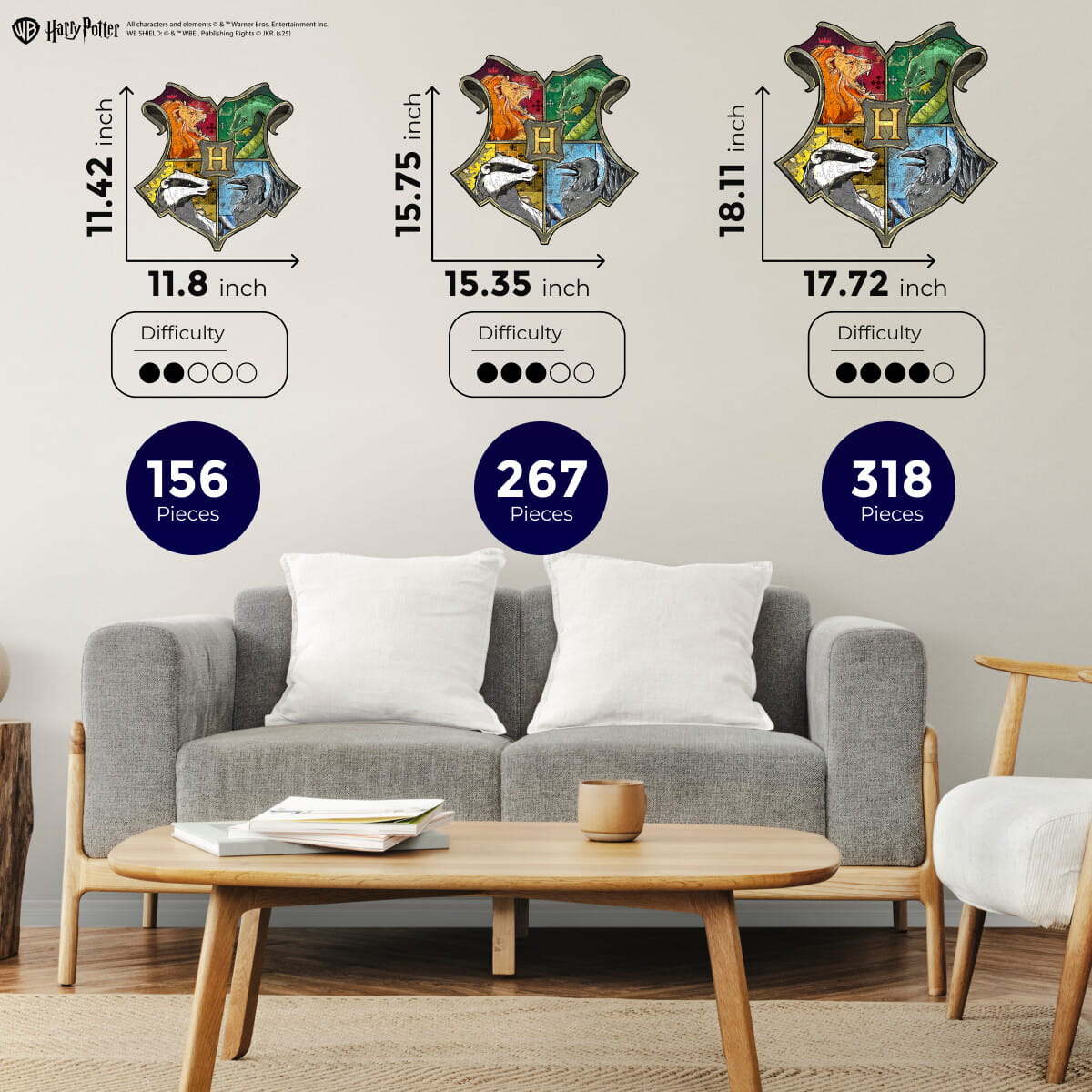 Wooden jigsaw puzzle Harry Potter Hogwarts™ Crest - Woods Story