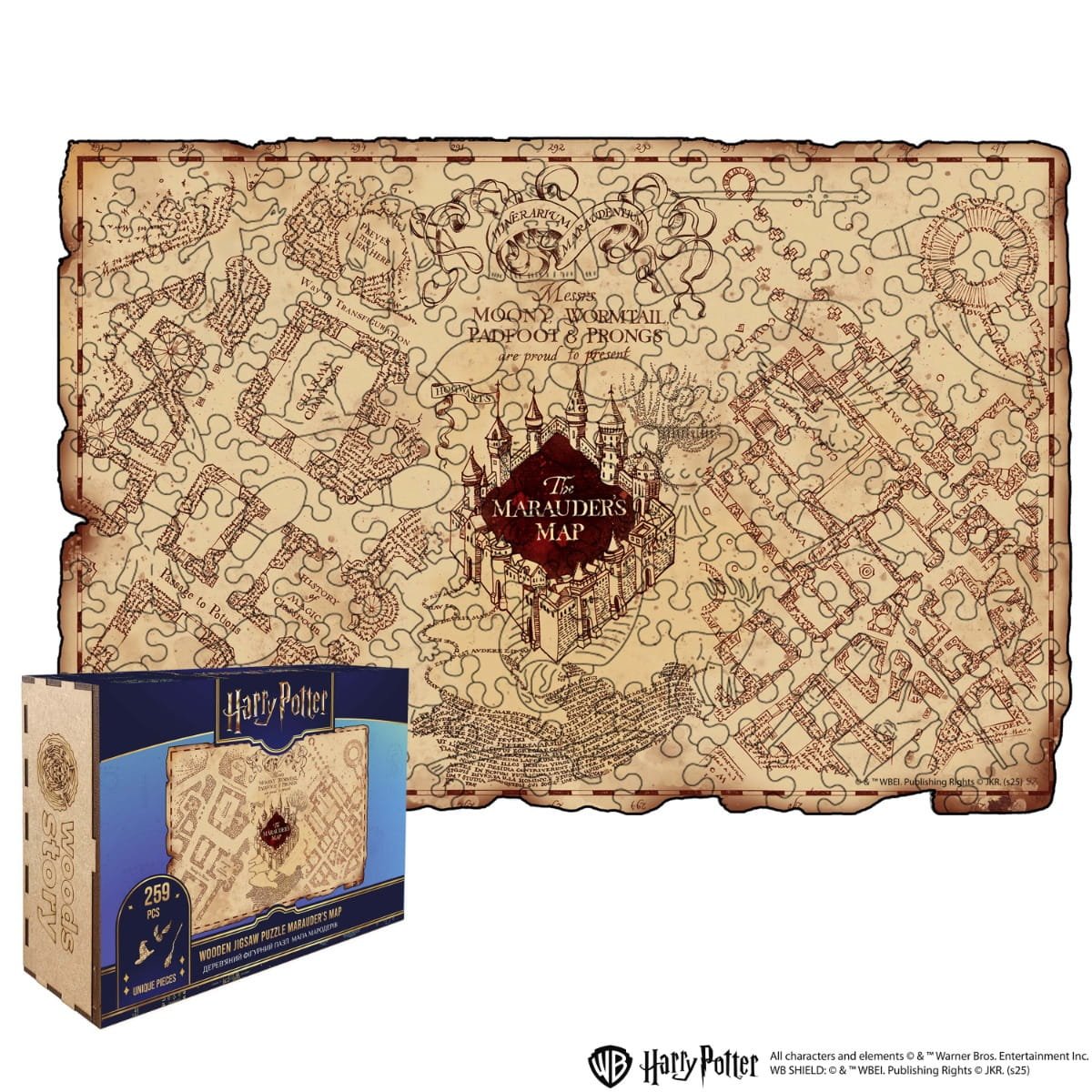 Wooden jigsaw puzzle Harry Potter™ Marauder’s Map - Woods Story