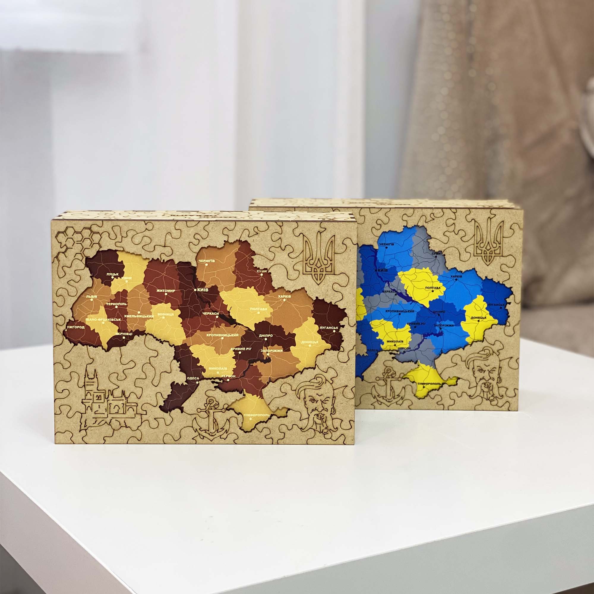 Wooden Jigsaw Puzzle Map Of Ukraine Brown - Woods Story