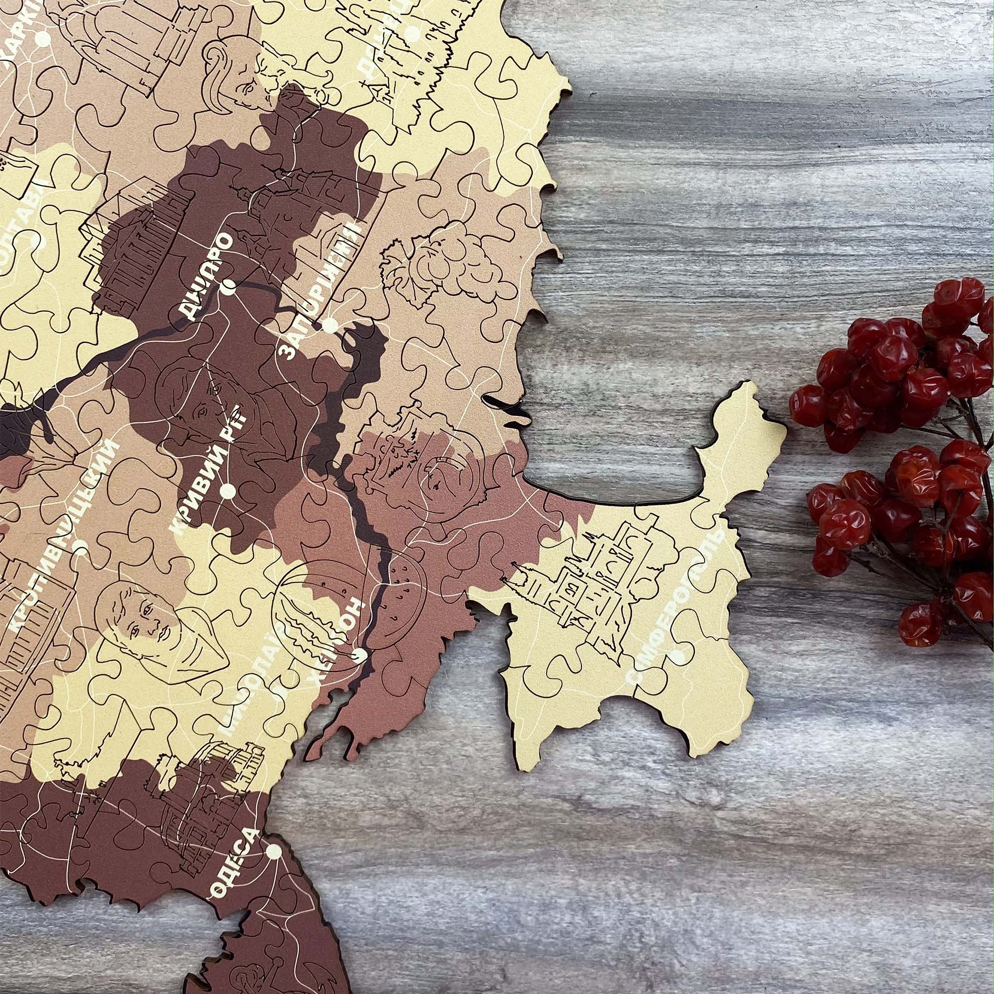 Wooden Jigsaw Puzzle Map Of Ukraine Brown - Woods Story