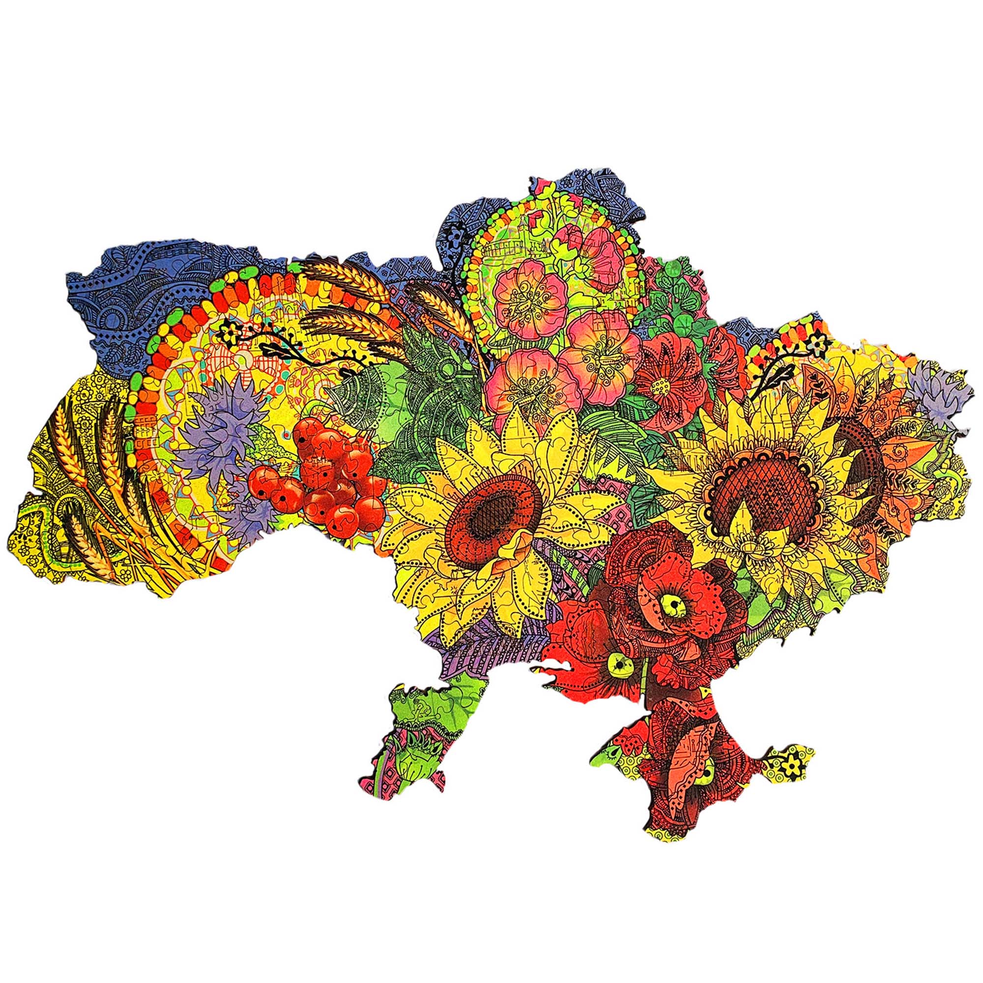 Wooden Jigsaw Puzzle Map Of Ukraine Color - Woods Story
