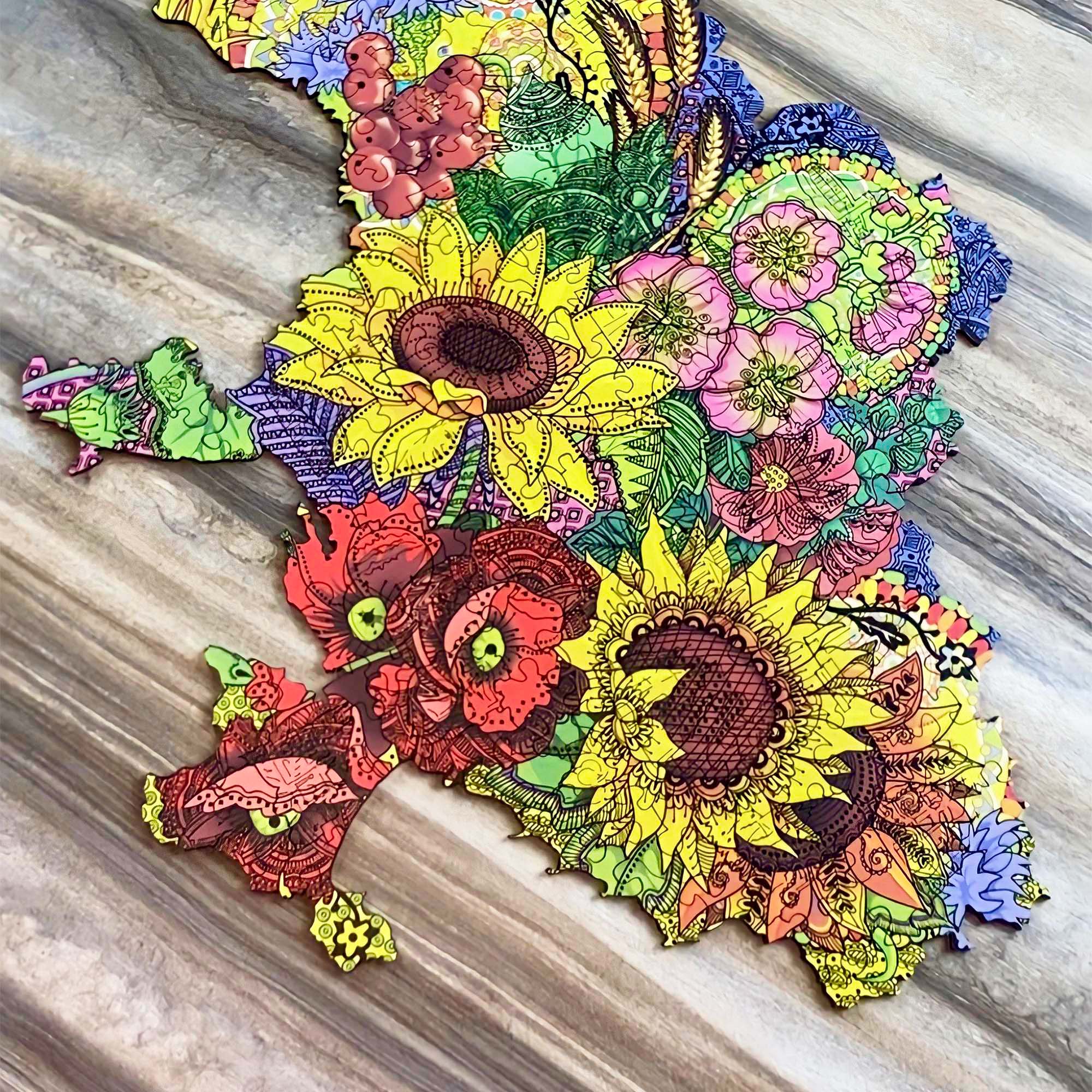 Wooden Jigsaw Puzzle Map Of Ukraine Color - Woods Story