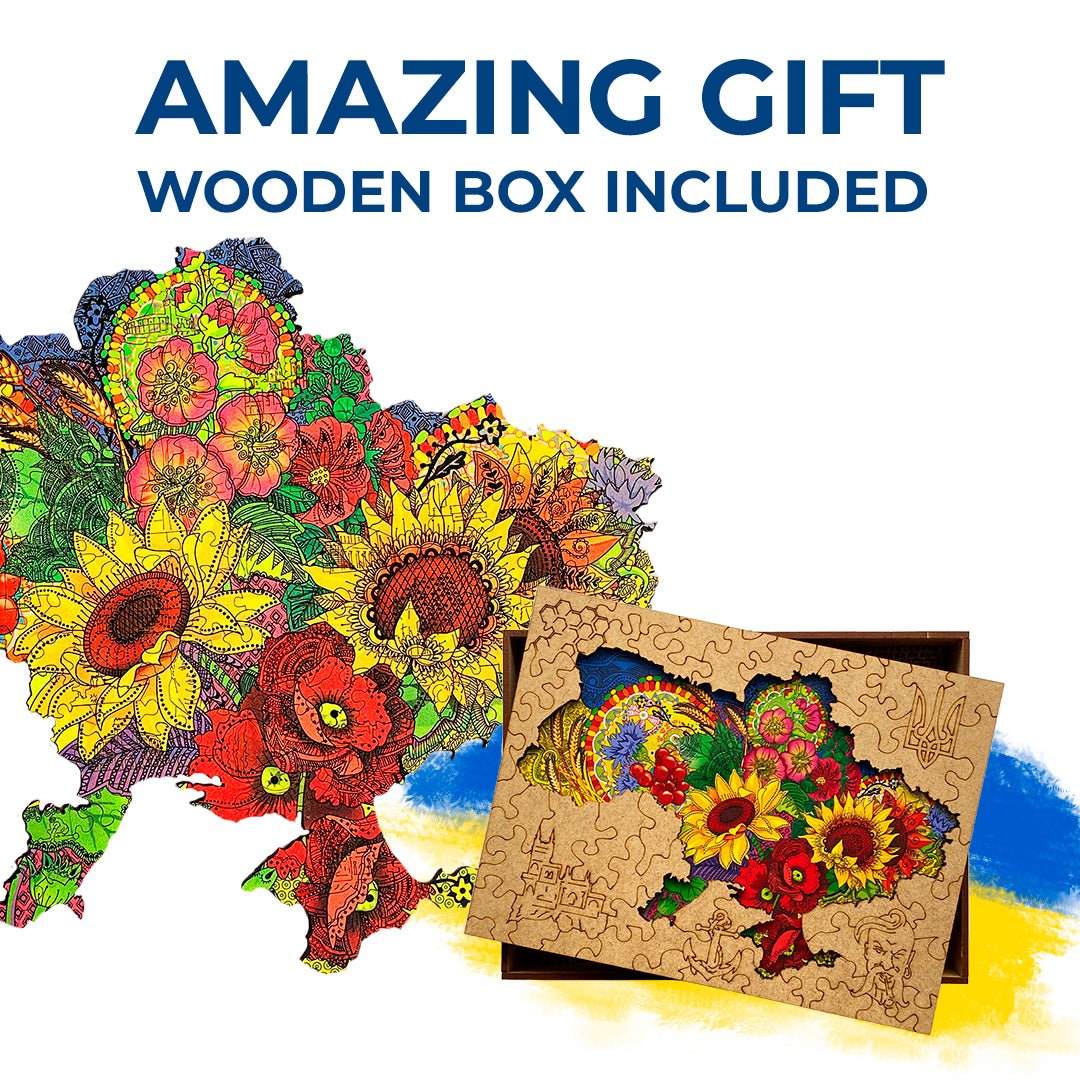Wooden Jigsaw Puzzle Map Of Ukraine Color - Woods Story