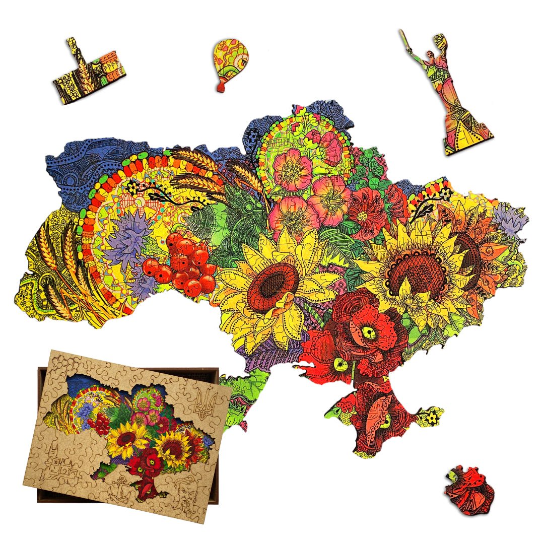 Wooden Jigsaw Puzzle Map Of Ukraine Color - Woods Story