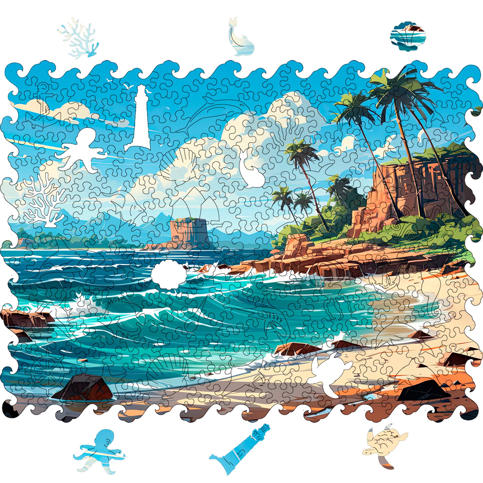 Wooden Jigsaw Puzzle Ocean view - Woods Story