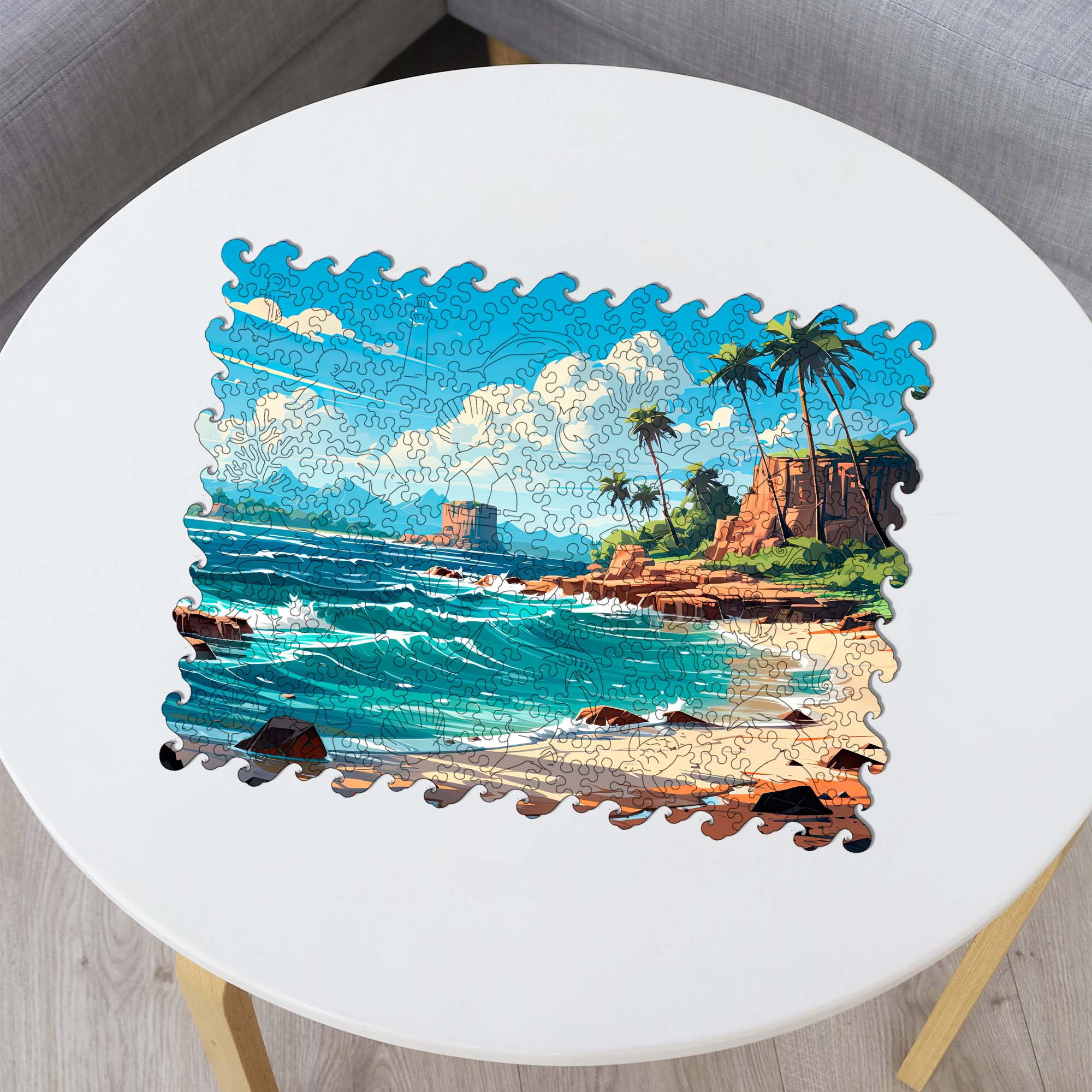 Wooden Jigsaw Puzzle Ocean view - Woods Story