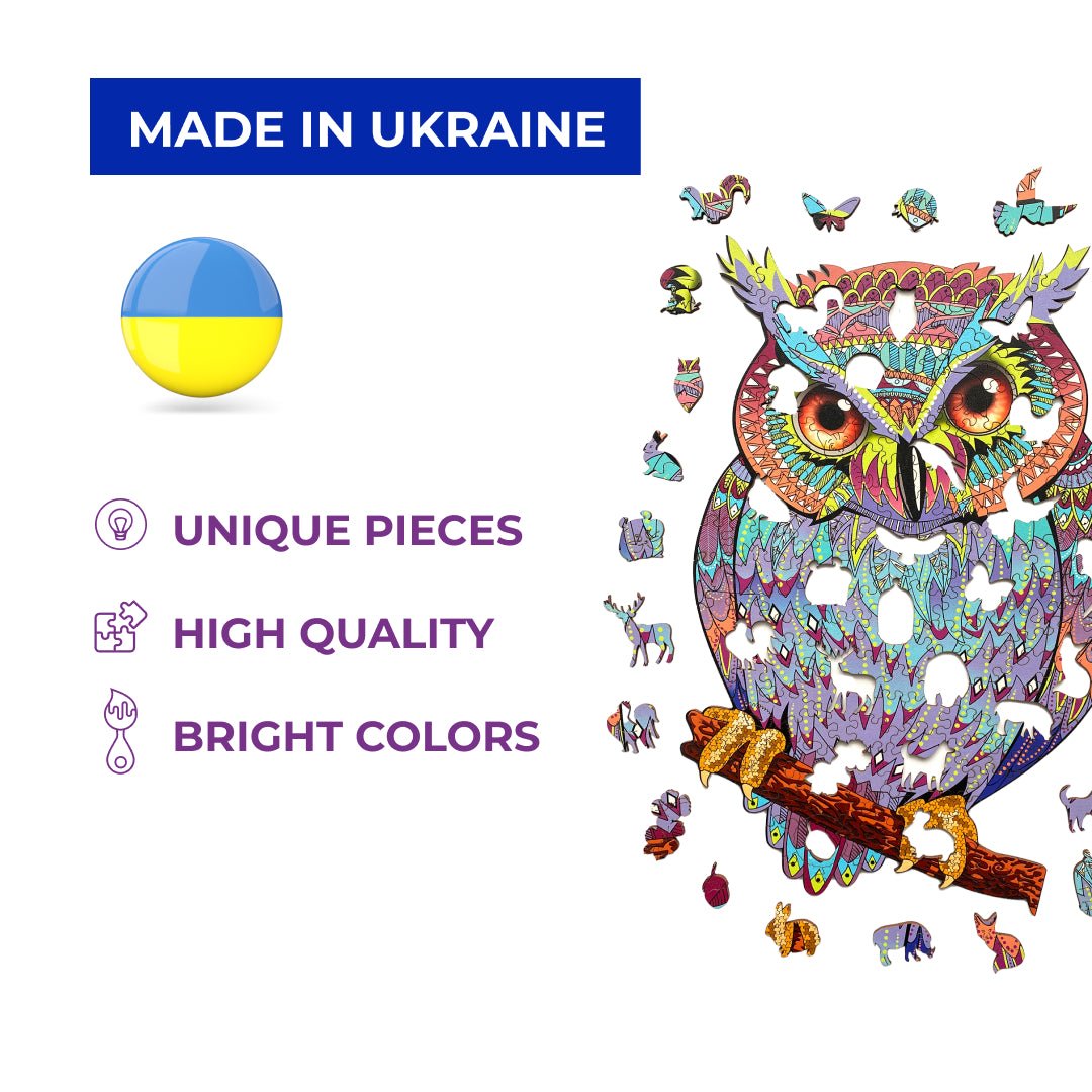 Wooden Jigsaw Puzzle Owl - Woods Story