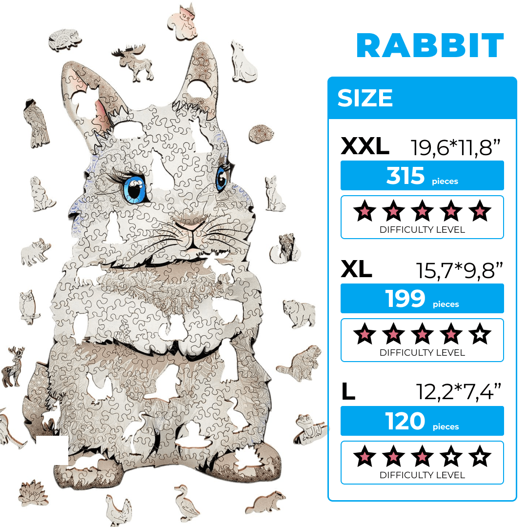 Wooden Jigsaw Puzzle Rabbit - Woods Story