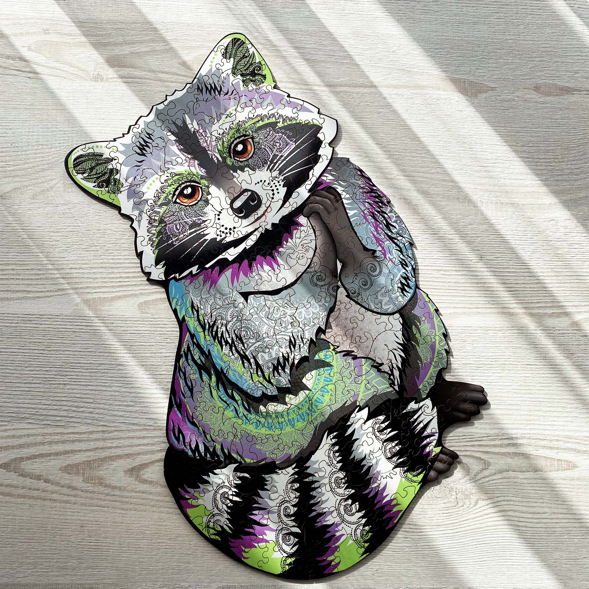 Wooden Jigsaw Puzzle Raccoon - Woods Story