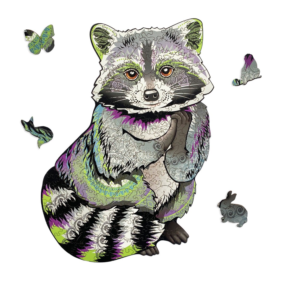 Wooden Jigsaw Puzzle Raccoon - Woods Story