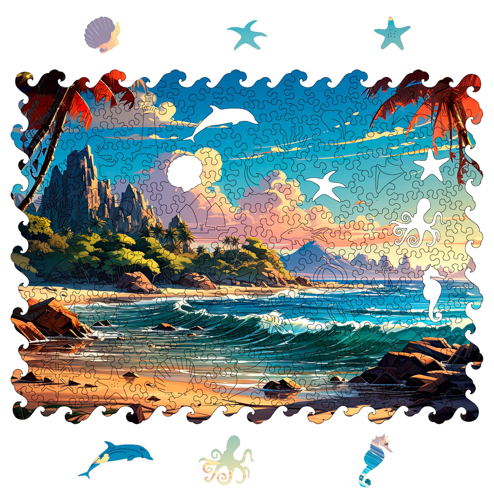 Wooden Jigsaw Puzzle Sea landscape - Woods Story