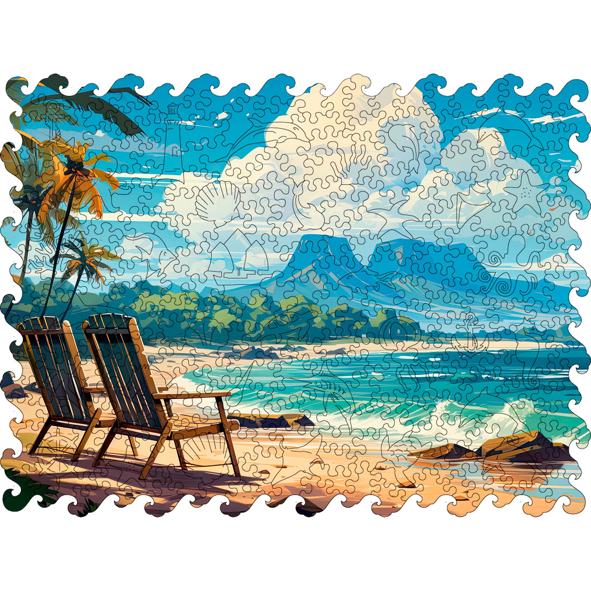 Wooden Jigsaw Puzzle Sea view - Woods Story