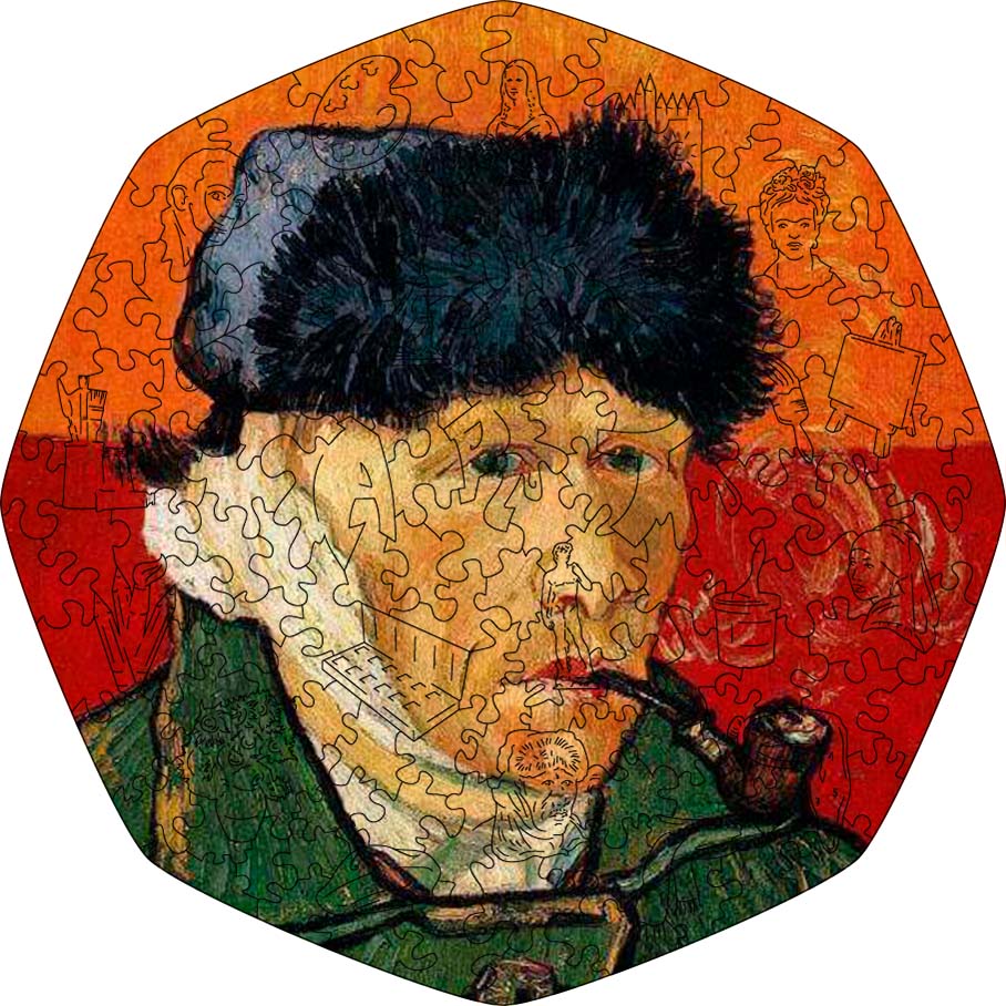 Wooden Jigsaw Puzzle Self - Portrait (Vincent van Gogh) - Woods Story