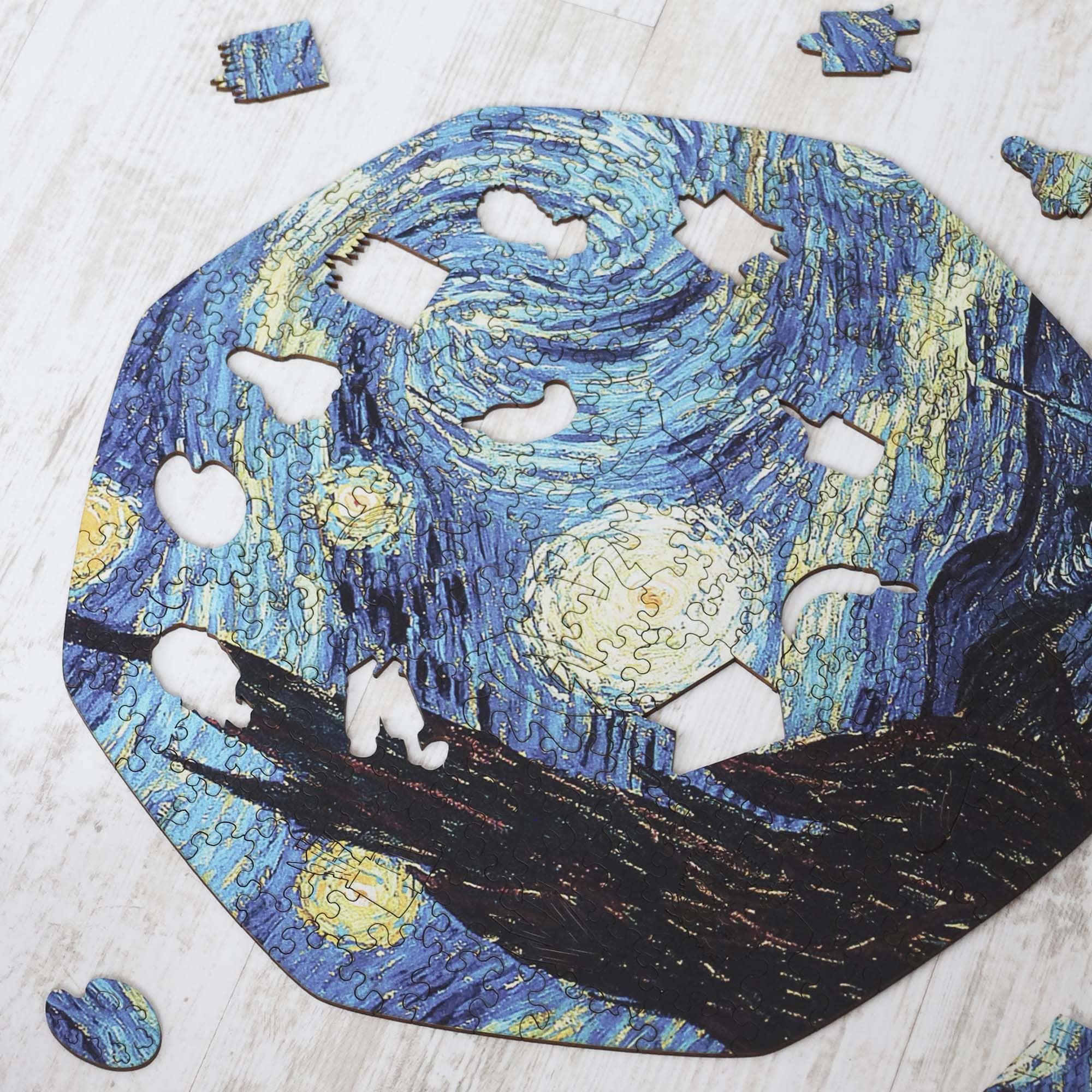 Wooden Jigsaw Puzzle The Starry Night (Vincent van Gogh) - Woods Story