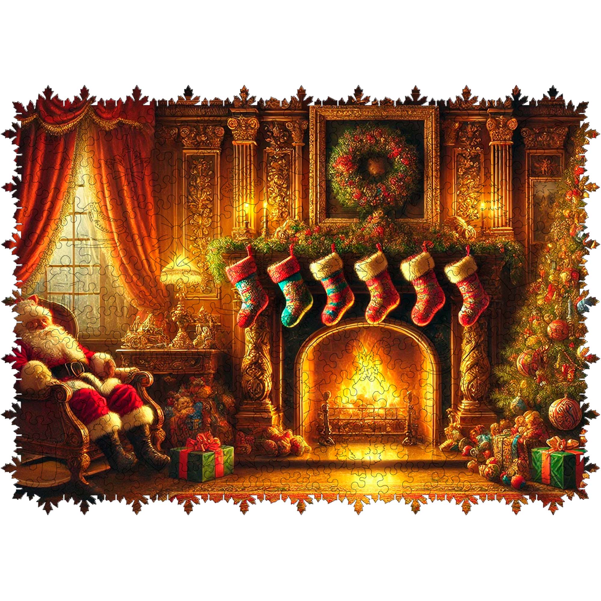 Wooden Jigsaw Puzzle The Warmth of Christmas - Woods Story