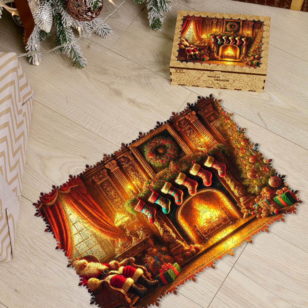 Wooden Jigsaw Puzzle The Warmth of Christmas - Woods Story
