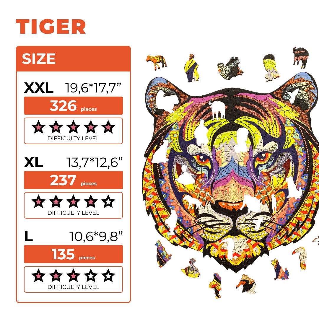 Wooden Jigsaw Puzzle Tiger - Woods Story