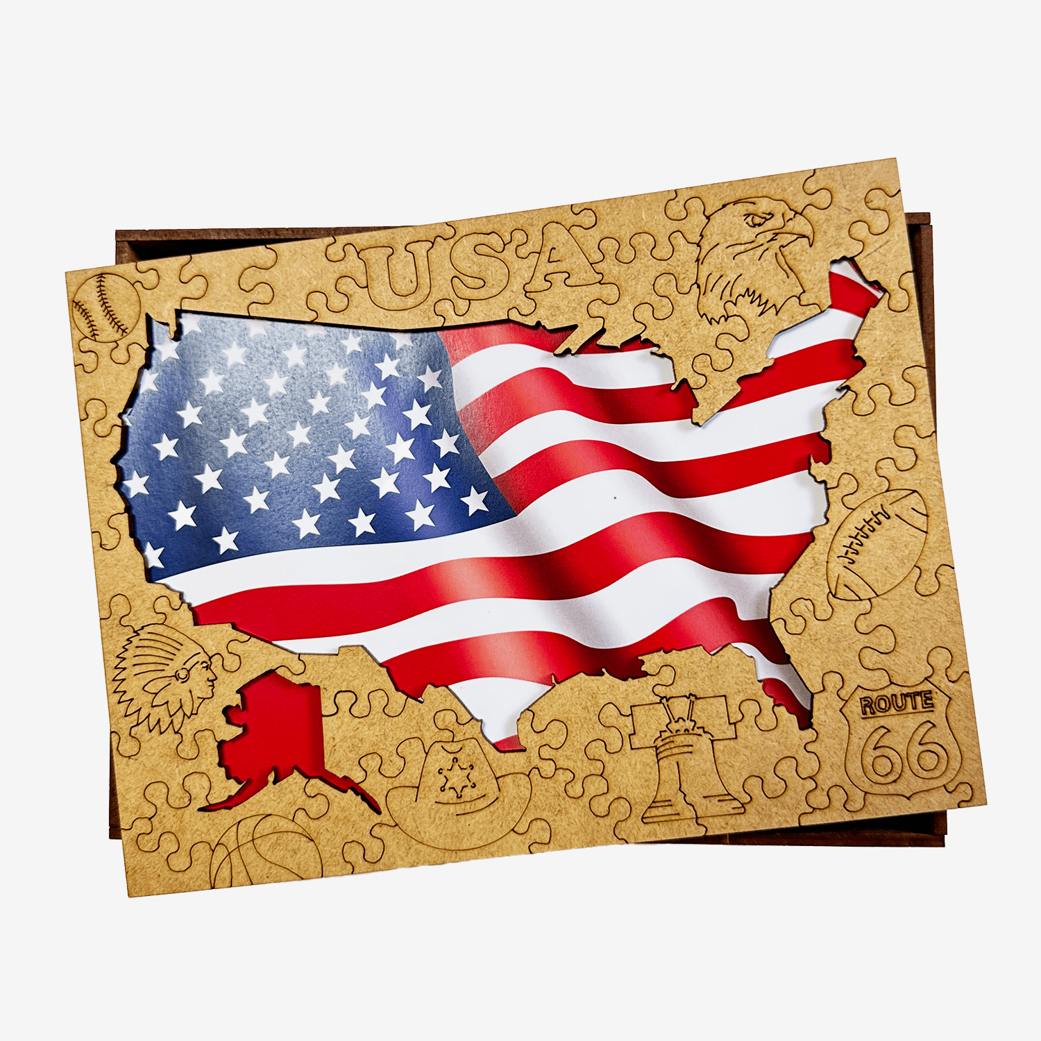 Wooden Jigsaw Puzzle USA Map - Woods Story