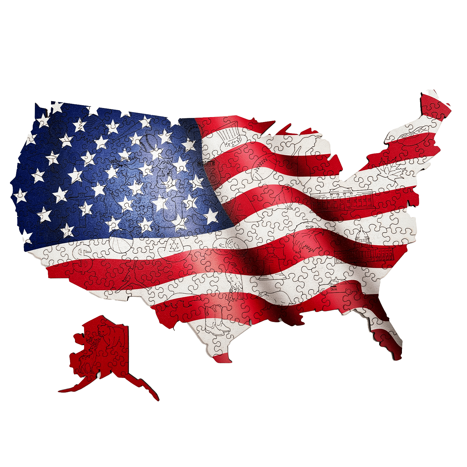 Wooden Jigsaw Puzzle USA Map - Woods Story