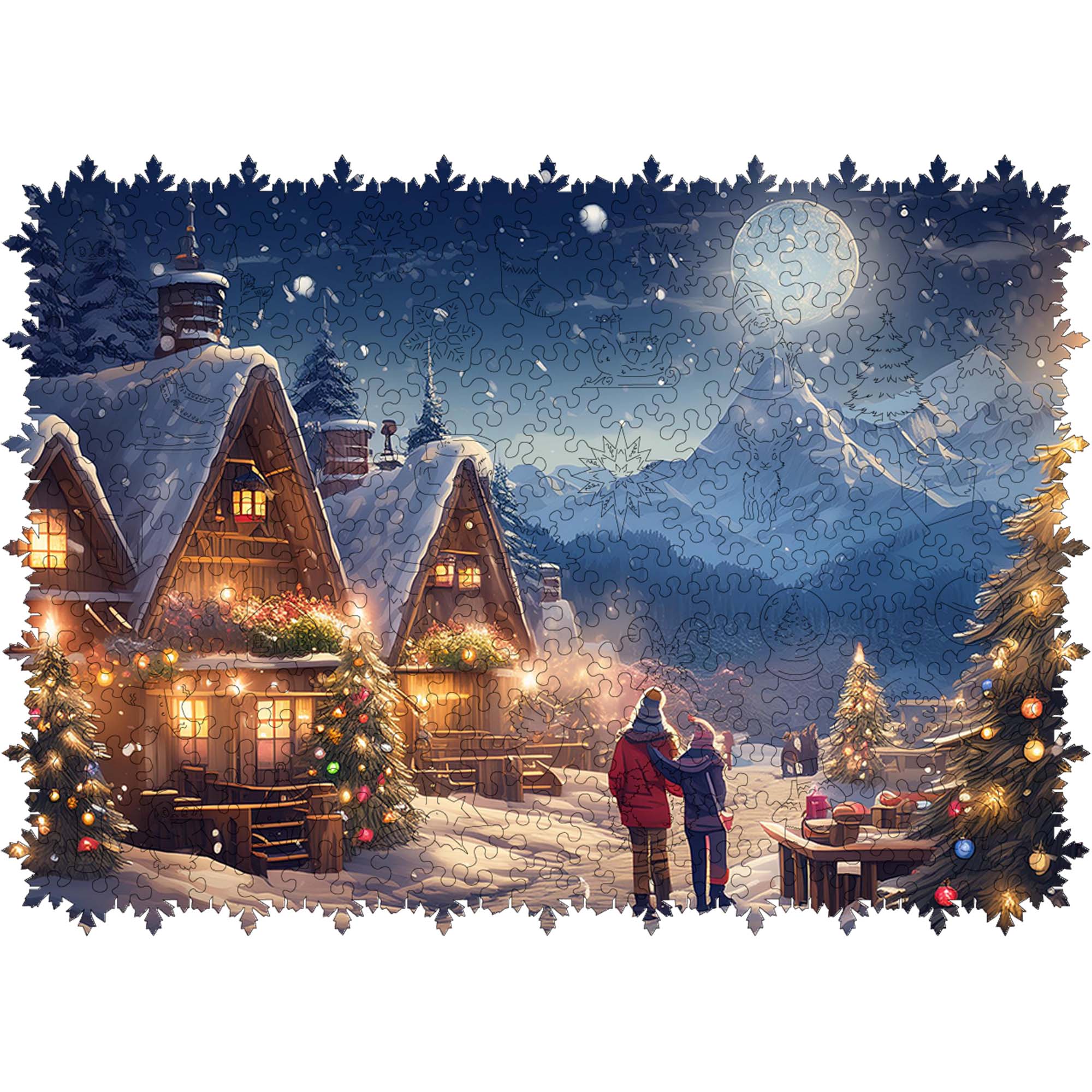 Wooden Jigsaw Puzzle Winter Night - Woods Story