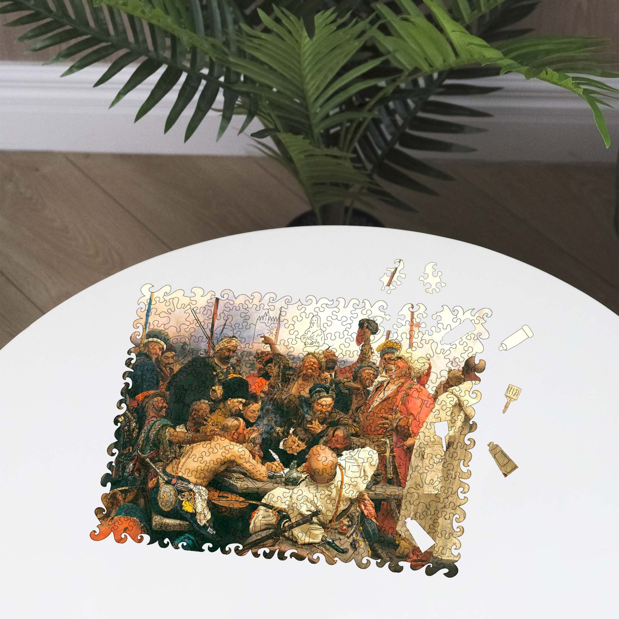 Wooden Jigsaw Puzzle Zaporozhians write a letter (Ilya Repin) - Woods Story