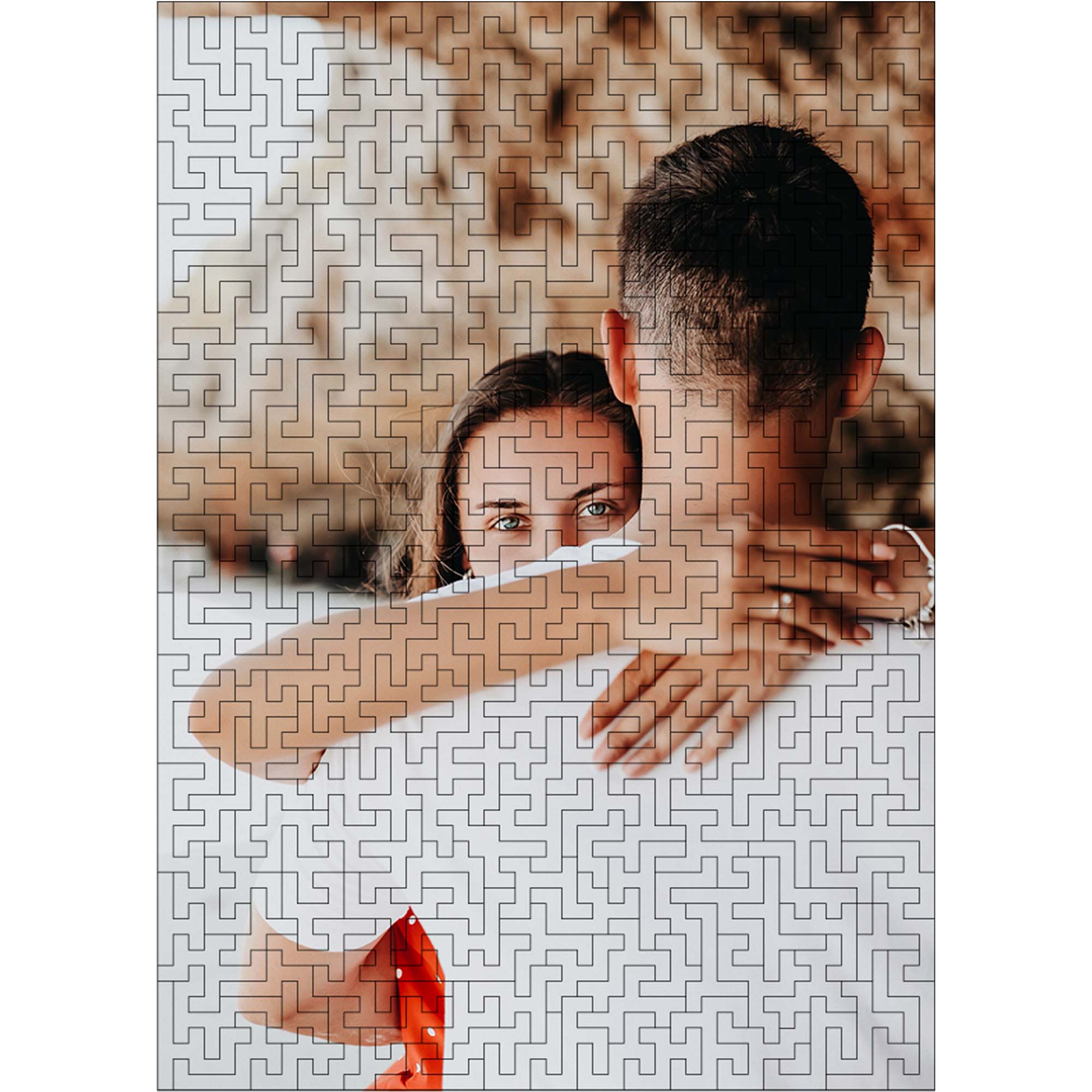 Wooden Personalized Photo Puzzle - Labyrinth - Woods Story