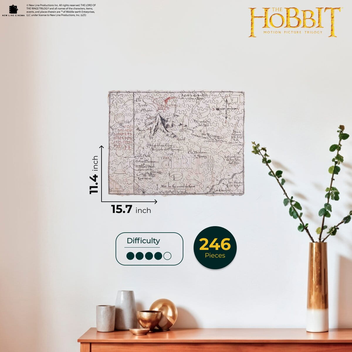 Wooden Shaped Puzzle The Hobbit™ - Map to the Lonely Mountain - Woods Story