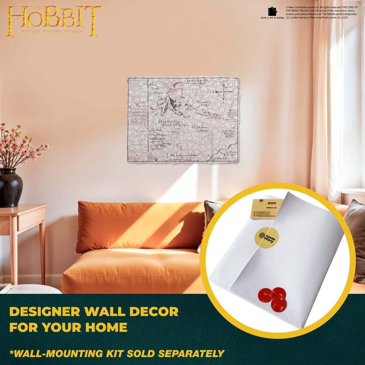Wooden Shaped Puzzle The Hobbit™ - Map to the Lonely Mountain - Woods Story