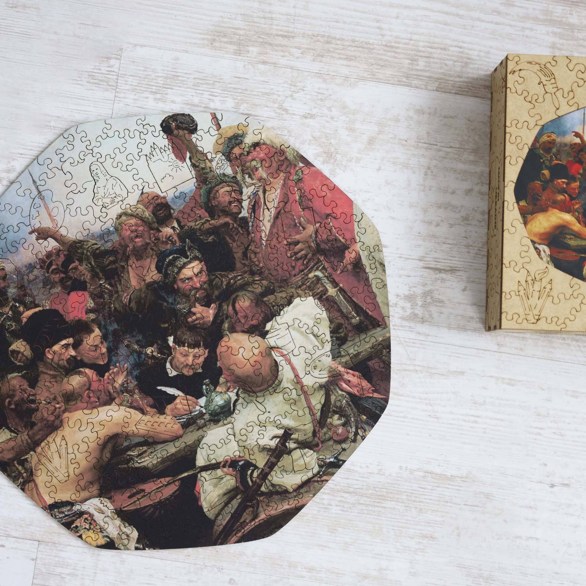 Wooden Jigsaw Puzzle Zaporozhians write a letter (Ilya Repin)