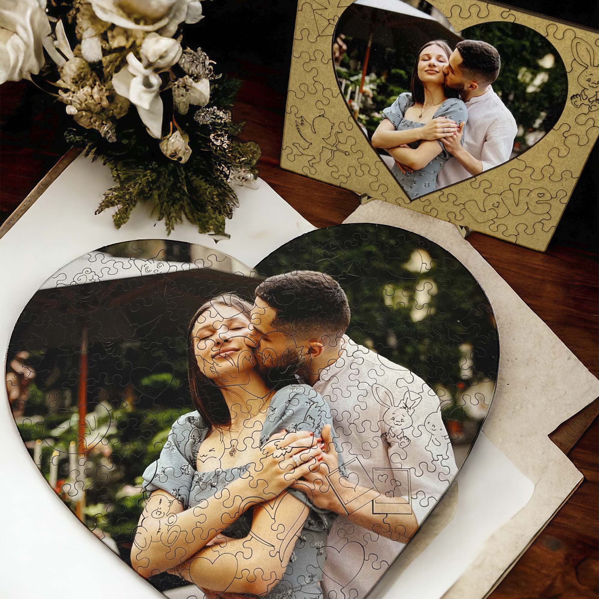 Custom Wooden Jigsaw Puzzle Heart