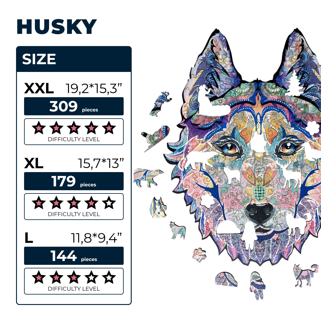 Wooden Jigsaw Puzzle Husky