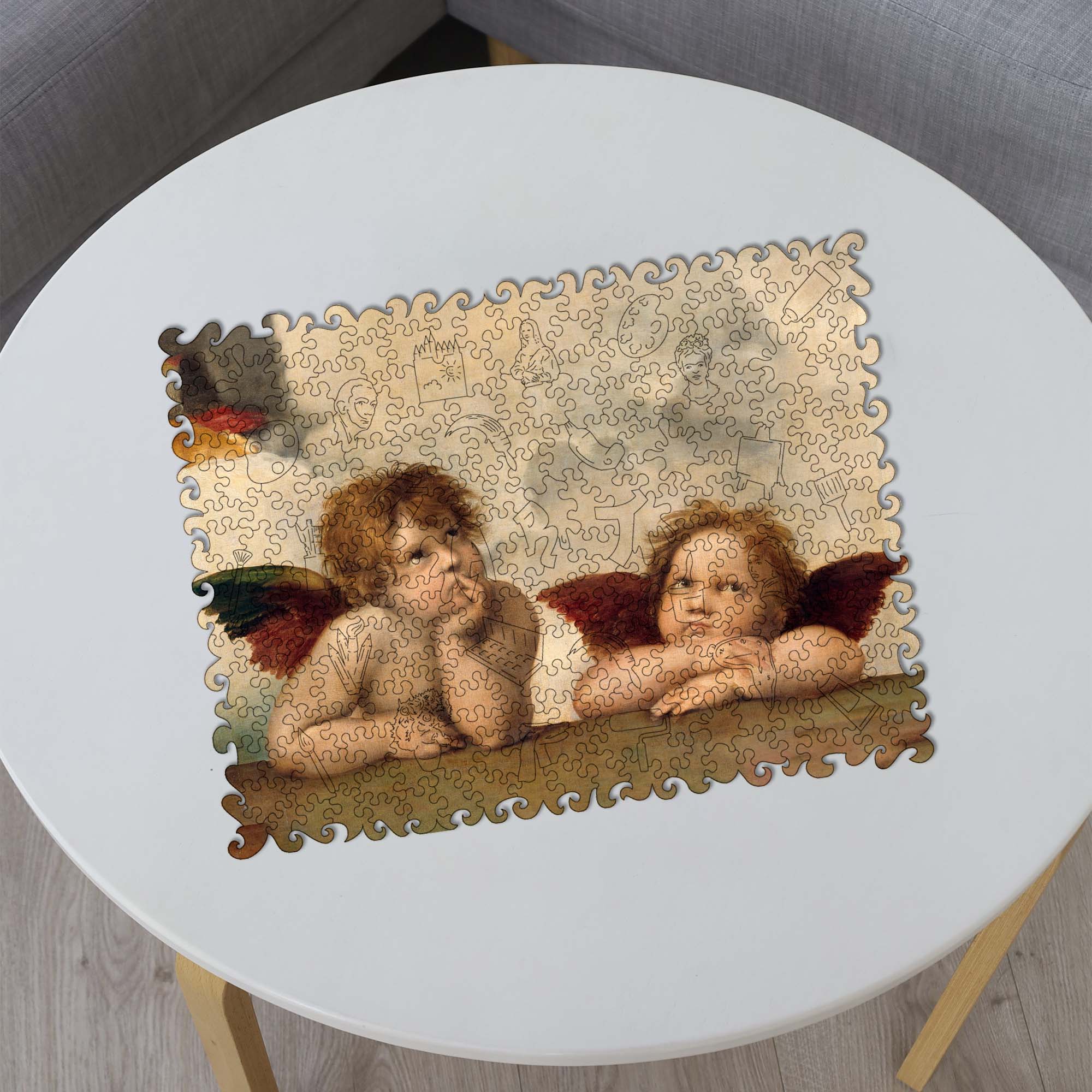 Wooden Jigsaw Puzzle Two Angels (Raphael Santi)