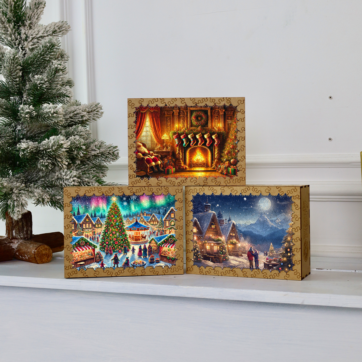 Wooden Jigsaw Puzzle Christmas market