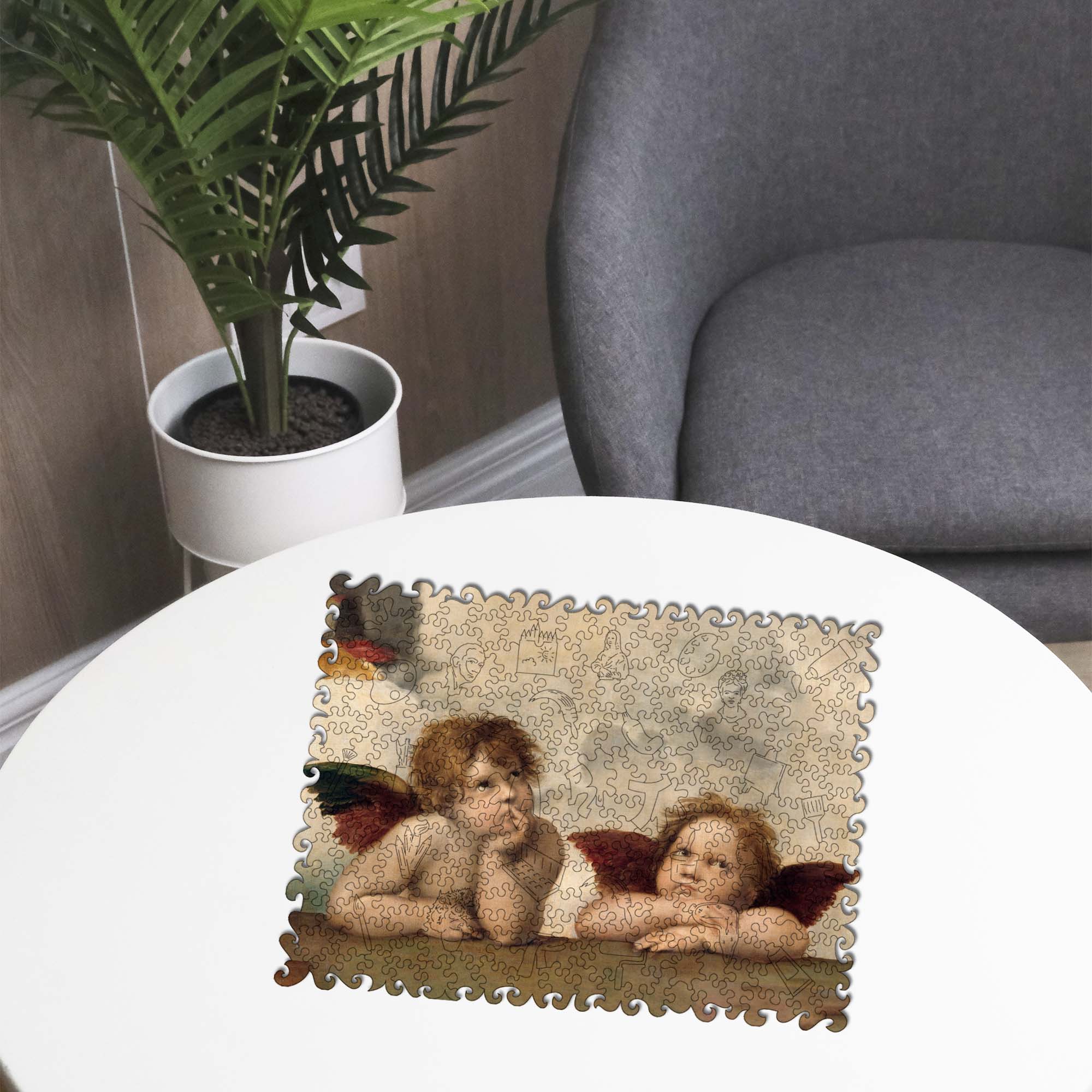 Wooden Jigsaw Puzzle Two Angels (Raphael Santi)