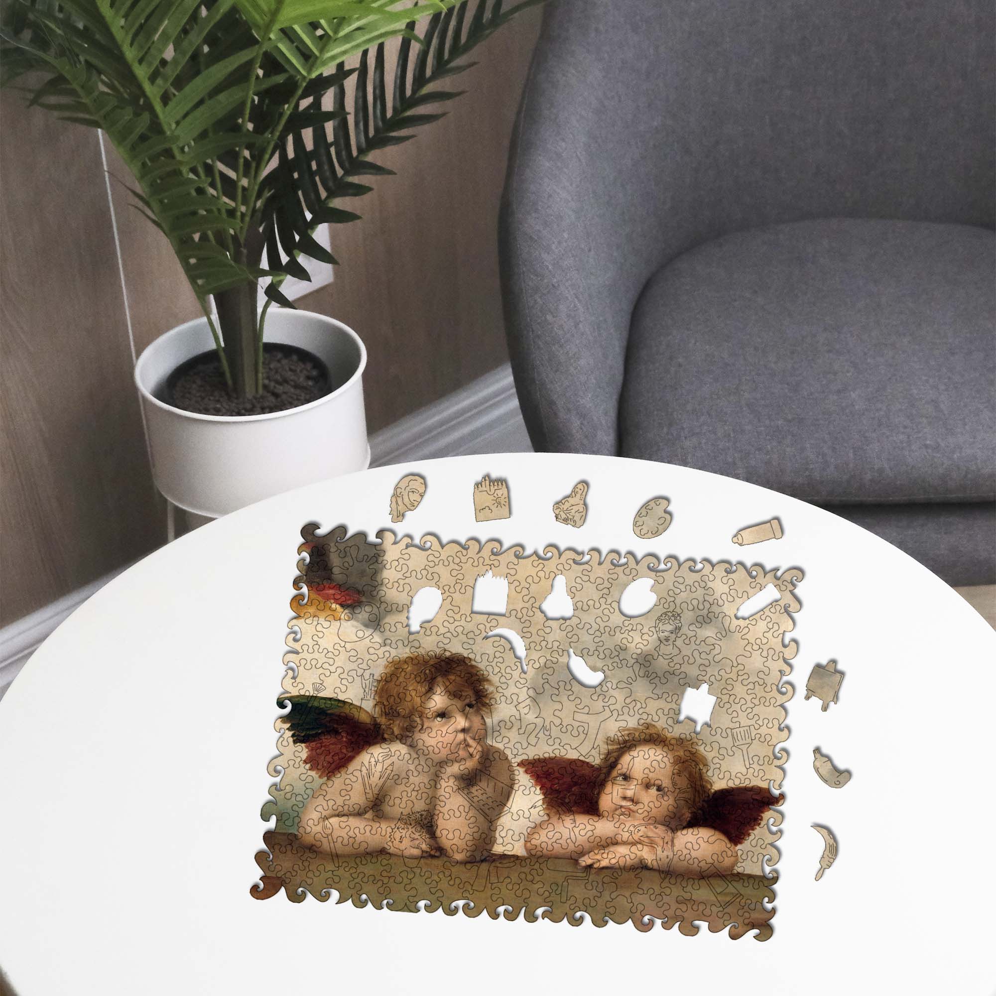 Wooden Jigsaw Puzzle Two Angels (Raphael Santi)