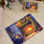 Wooden Jigsaw Puzzle Cozy Near the Fireplace