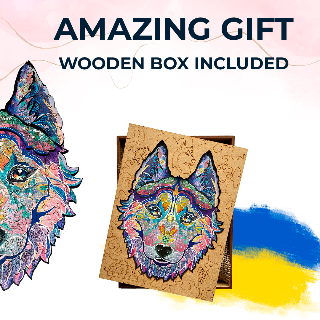 Wooden Jigsaw Puzzle Husky