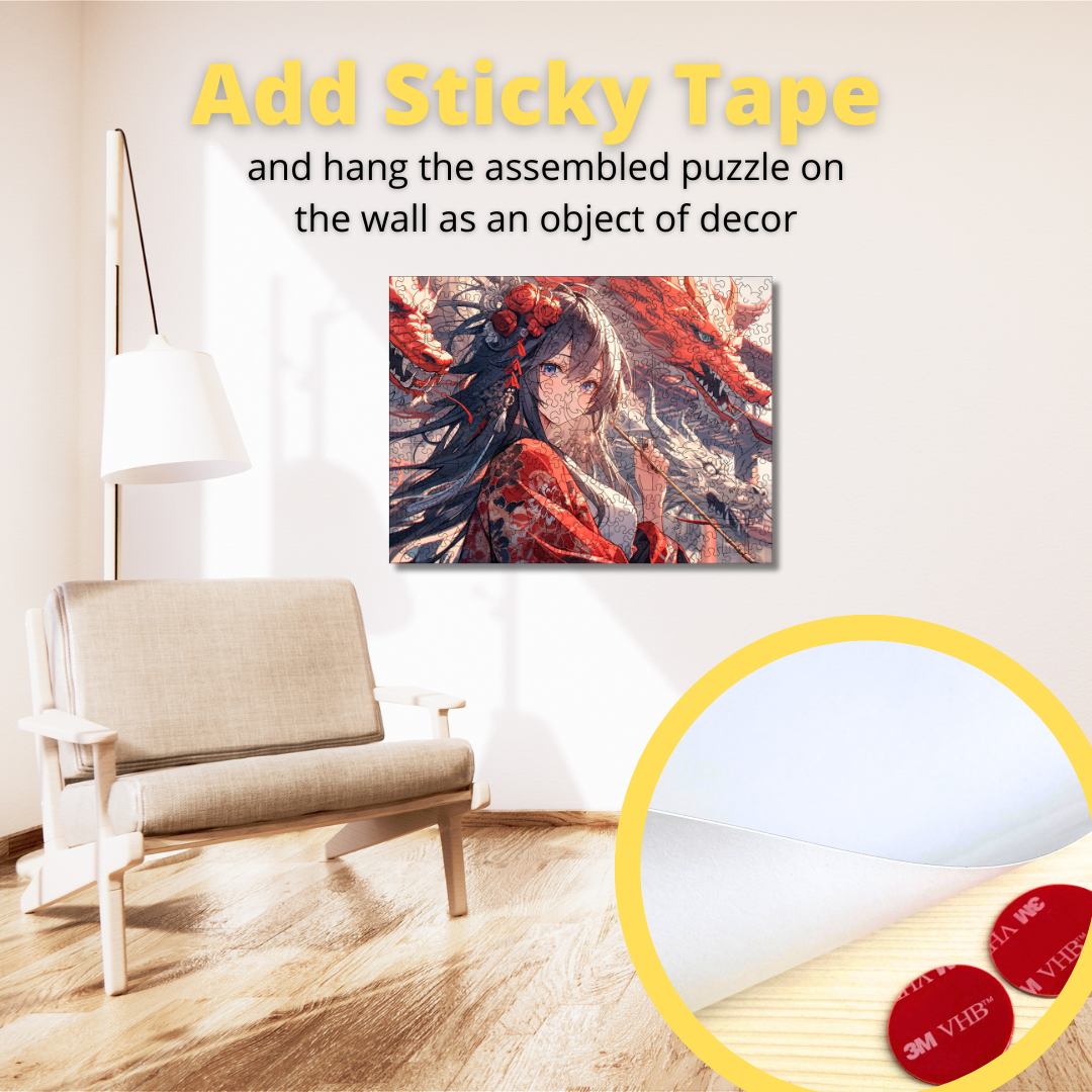 Wooden Jigsaw Puzzle Anime Red Dragon Girl