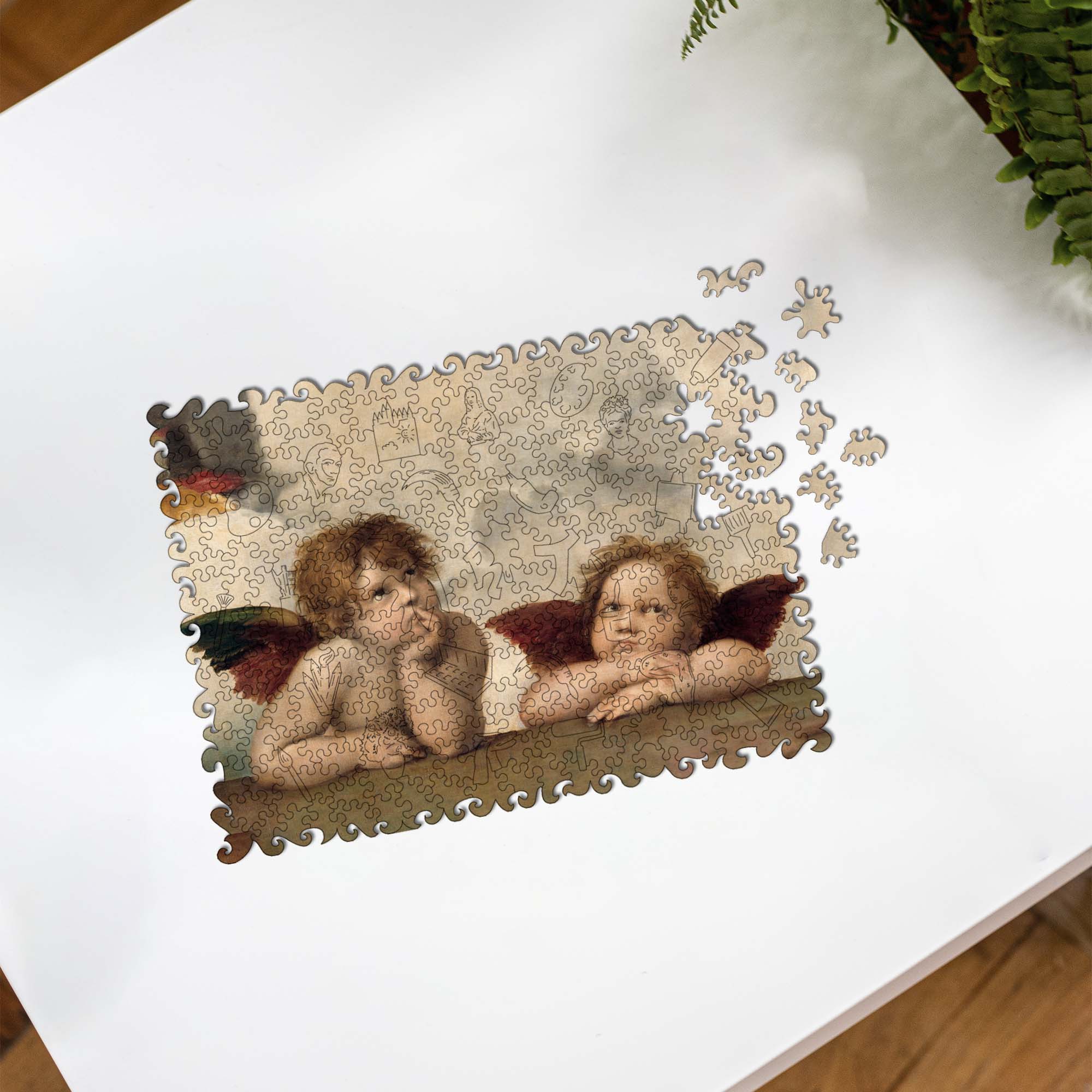 Wooden Jigsaw Puzzle Two Angels (Raphael Santi)