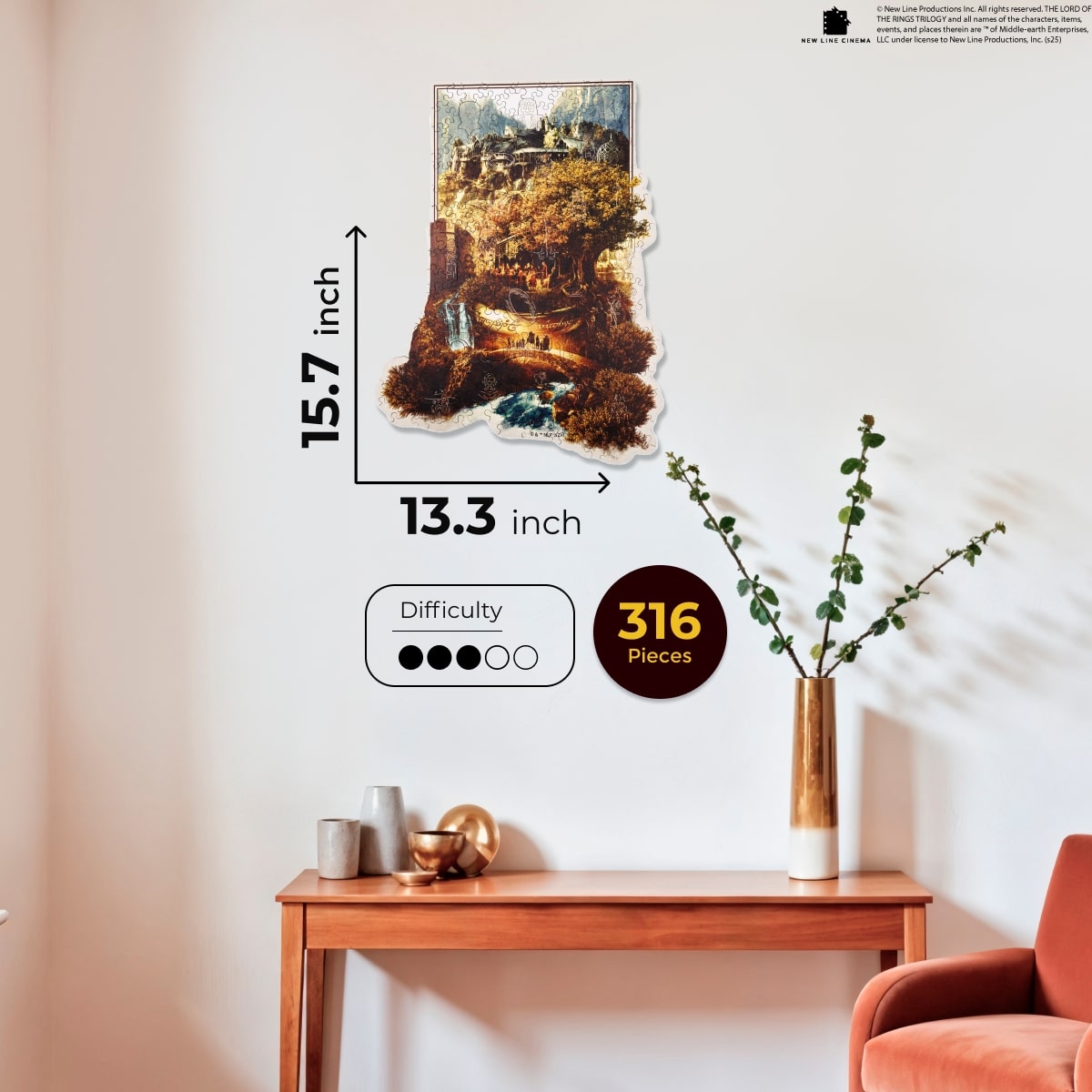 Living room with a gray sofa, brown chair, and a wall art piece depicting a scenic landscape.