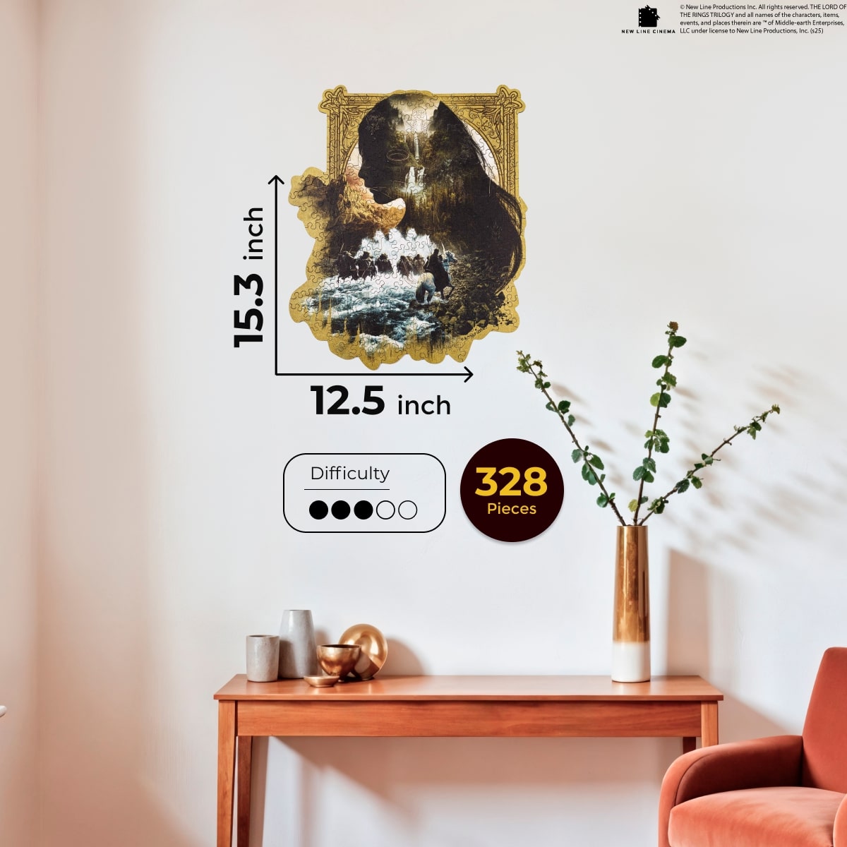 Jigsaw puzzle with decorative packaging on a white surface